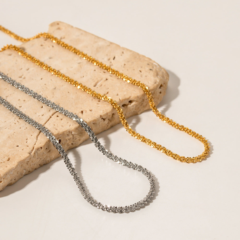 5pcs 14K Gold Hipster Vicenza Italy Sparkling Glitter Clavicle Chain Accessory