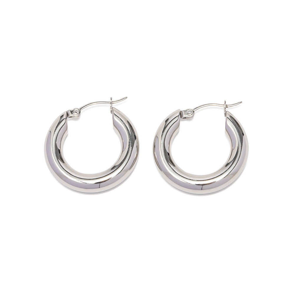 5pcs Circles Do Not Fade Earrings Style Exaggerated Personality Light Luxury Simple Earrings Stainless Steel Earrings For Women
