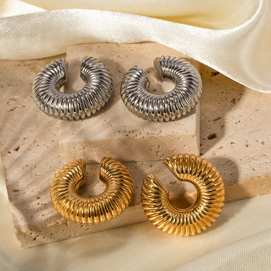 5pcs Fashion Simple With Stainless Steel Ear Clip 18K Gold Stainless Steel Large Snail Shell Ear Clip Jewelry Women
