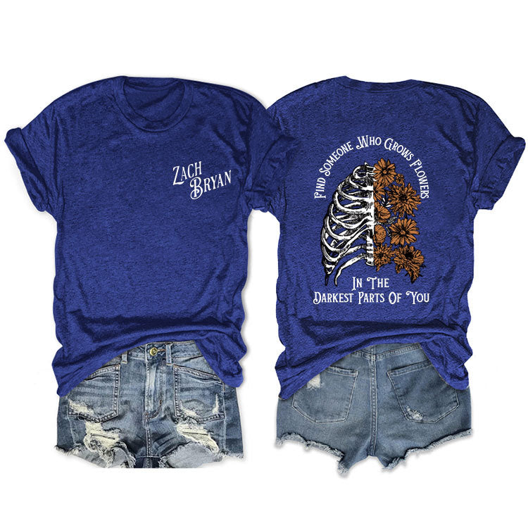 Fashion Casual Find Someone Who Grows Fun Crew Neck Summer Short Sleeves