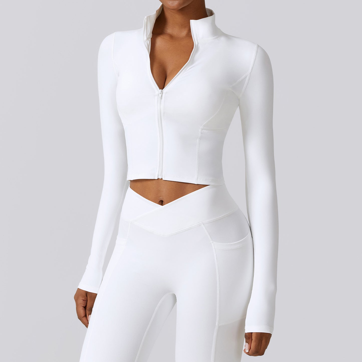 Winter Quick Dry Long Sleeve Yoga Suit Coat Zipper Running Coat Tight Naked Fitness Suit