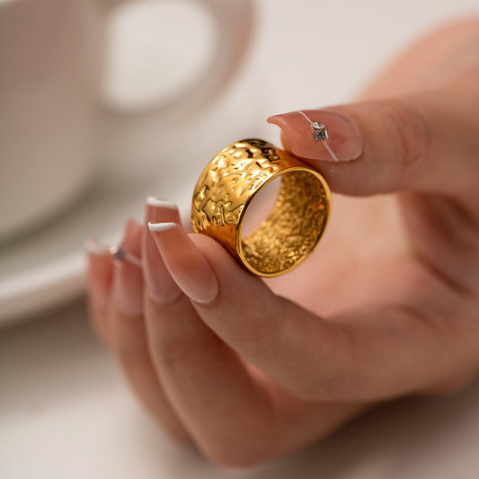 5pcs 18K Gold Stainless Steel Lava Ring Does Not Fade Jewelry