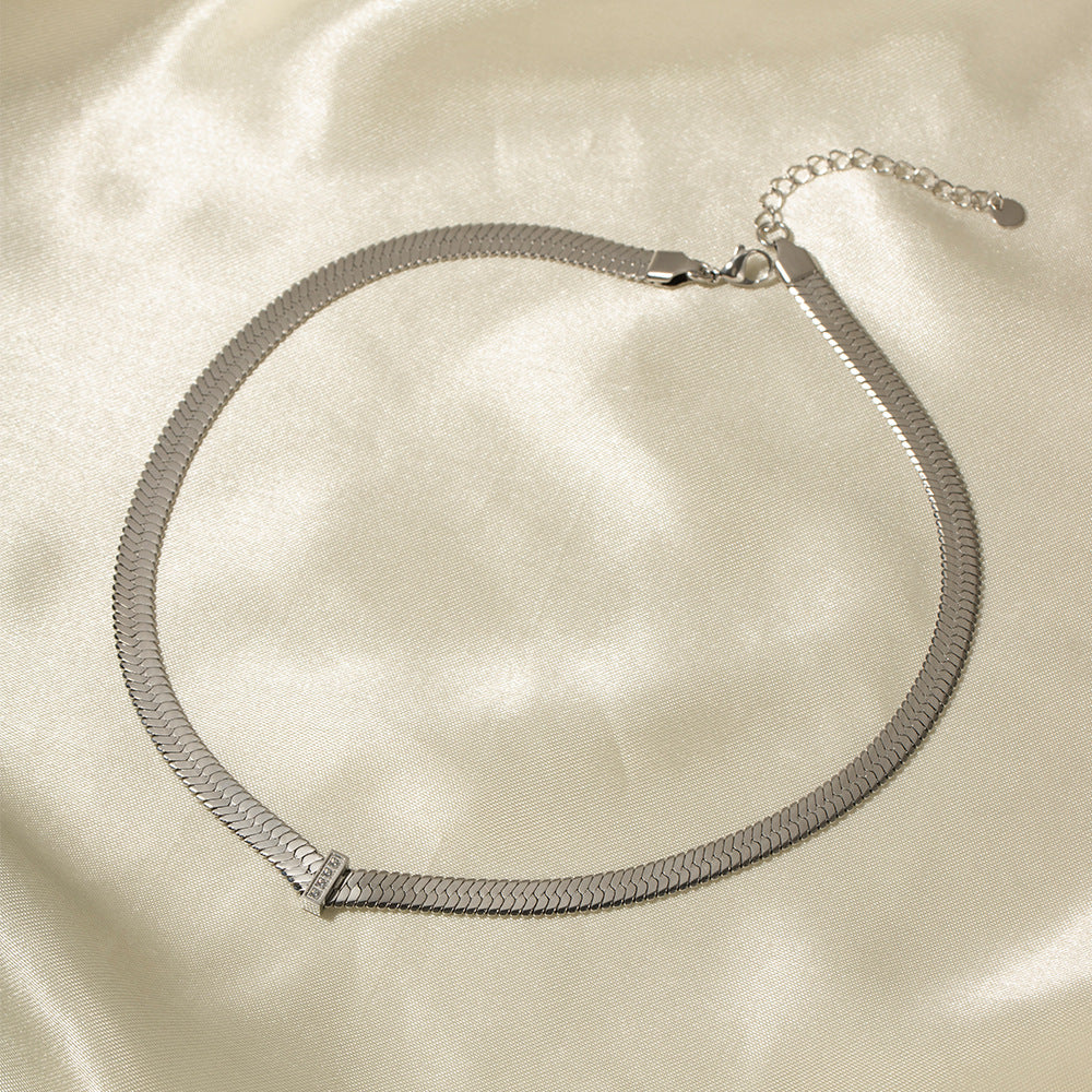 5pcs Titanium Steel Necklace 18K Gold-Plated Stainless Steel White Gold With Zirconium Necklace For Women Jewelry
