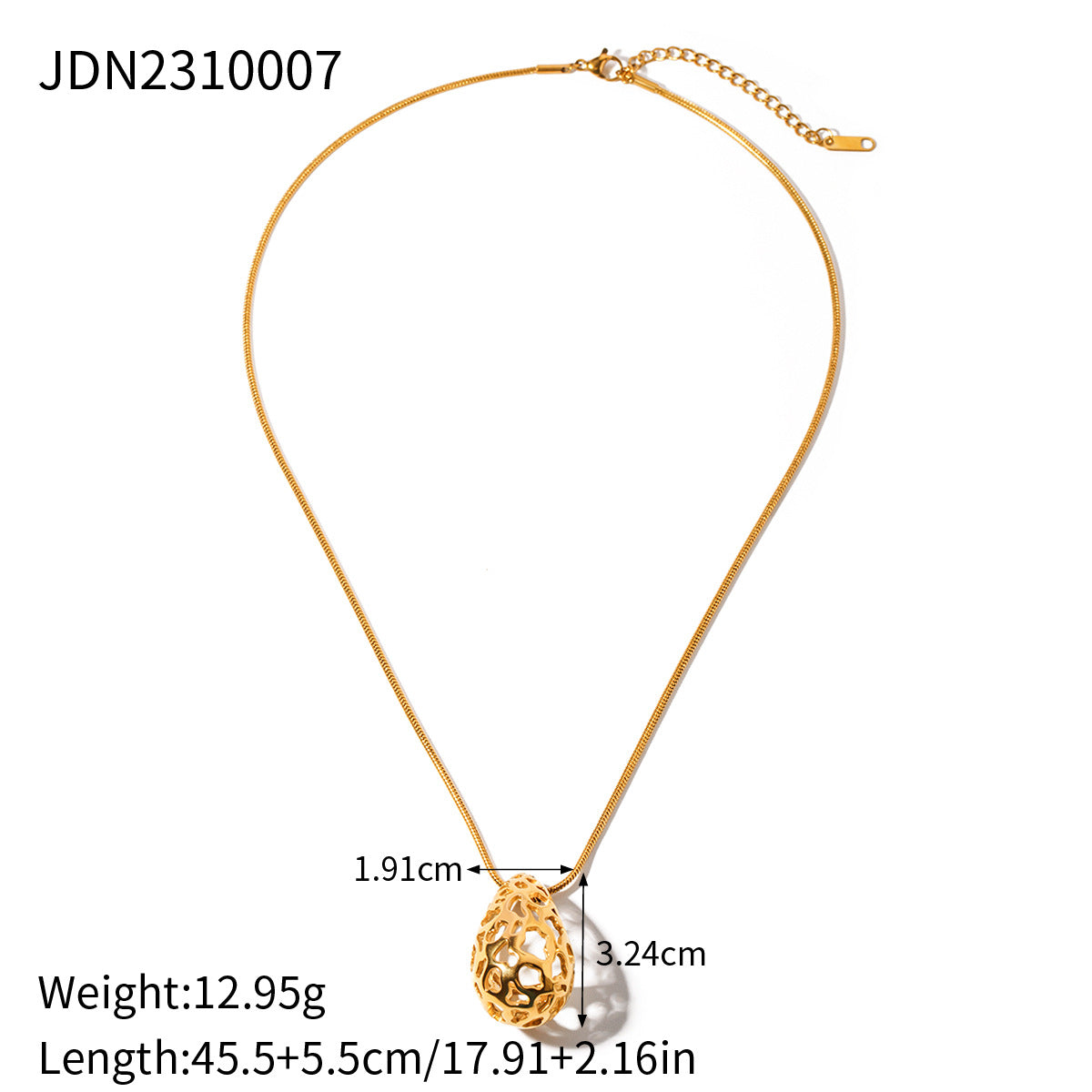 5pcs Fashion Popular 18K Gold Stainless Steel Hollow Drop Necklace Jewelry