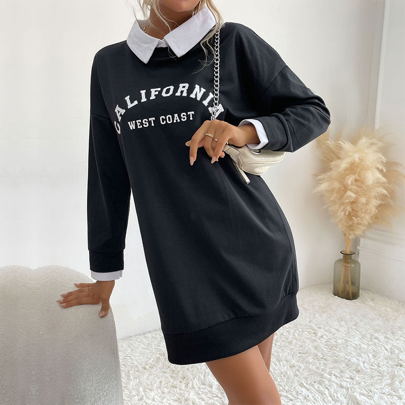 New Autumn New Women's Long Sleeve Lapel Splicing Hoodie