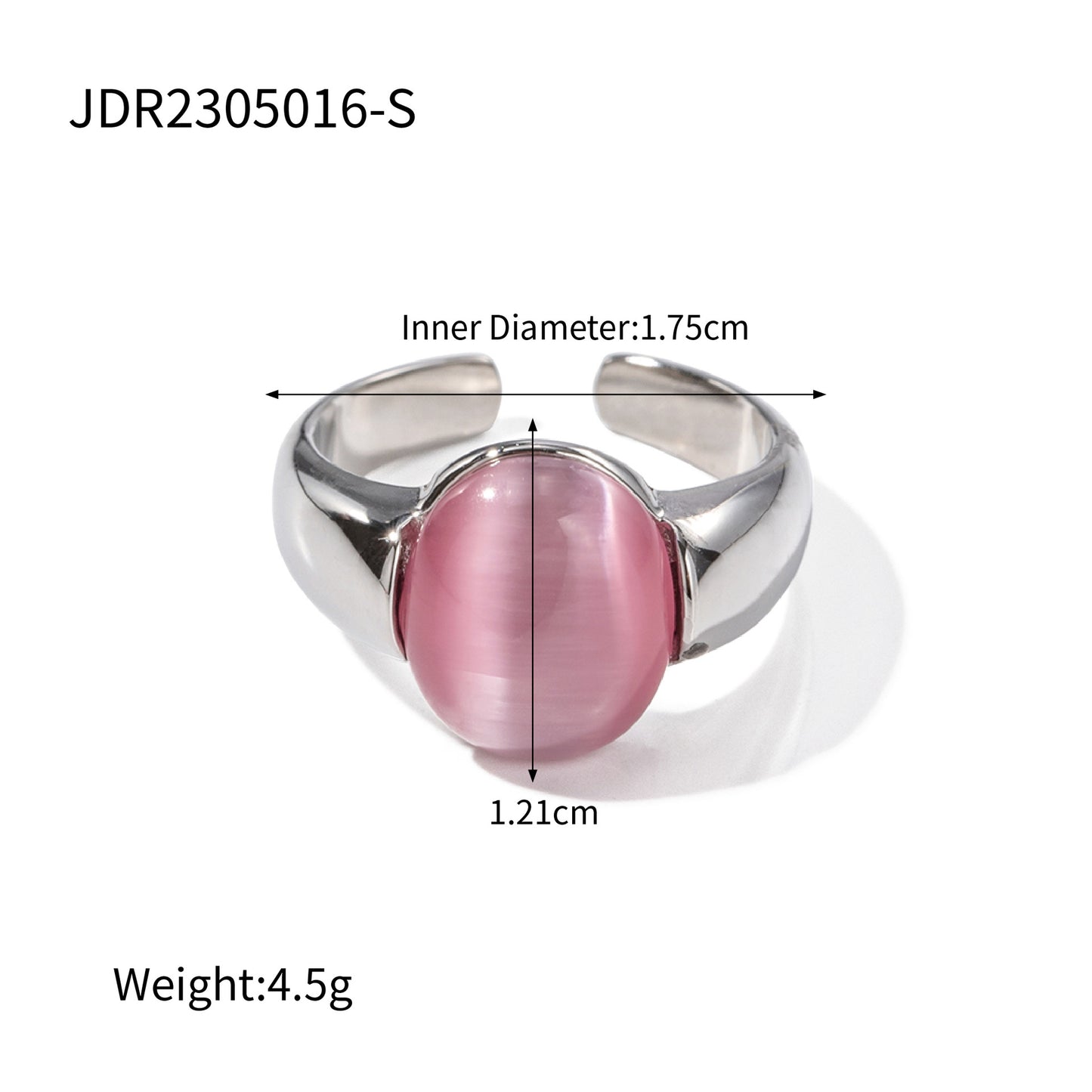 5pcs 18K Gold Stainless Steel Inlaid Cat's Eye Ring High-Grade Design Does Not Fade Jewelry