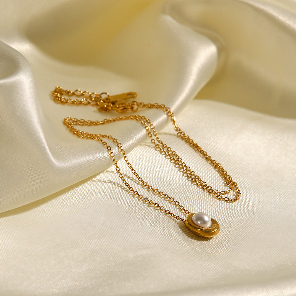 5pcs Small Cold Pearl Necklace Female Autumn Winter Clavicle Chain Light Luxury Temperament Pendant Does Not Fade Vintage Necklace