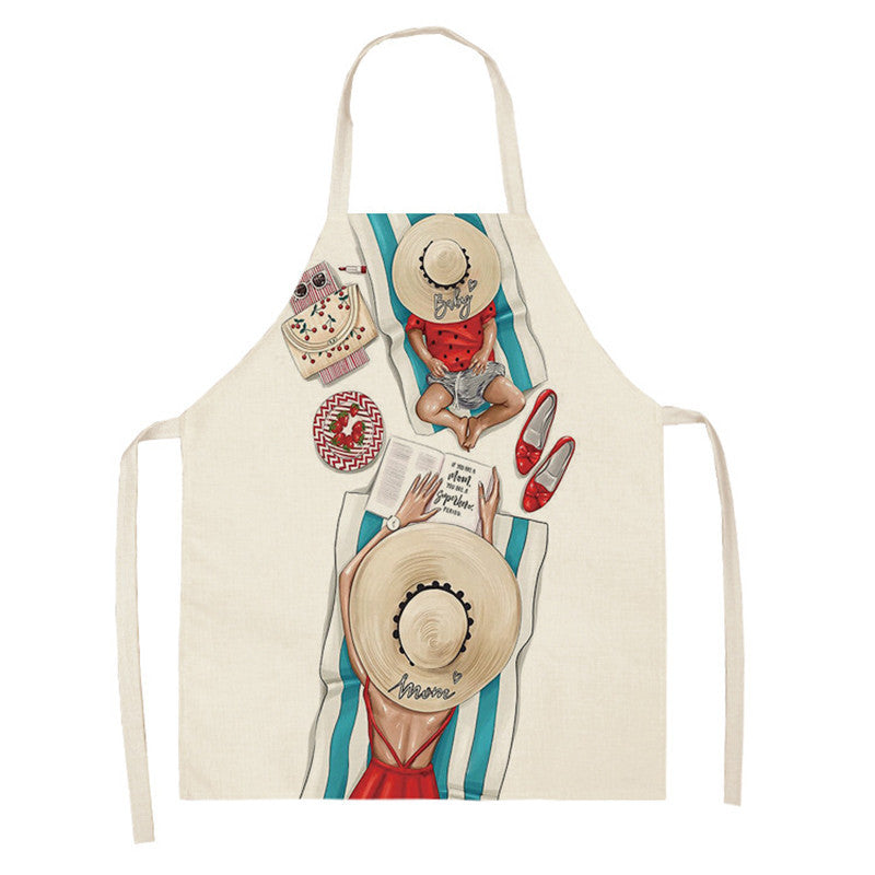 New Apron Mother's Day Parent-Child Apron Home Anti-Fouling Cotton Linen Sleeveless Overalls Customized By Enterprises