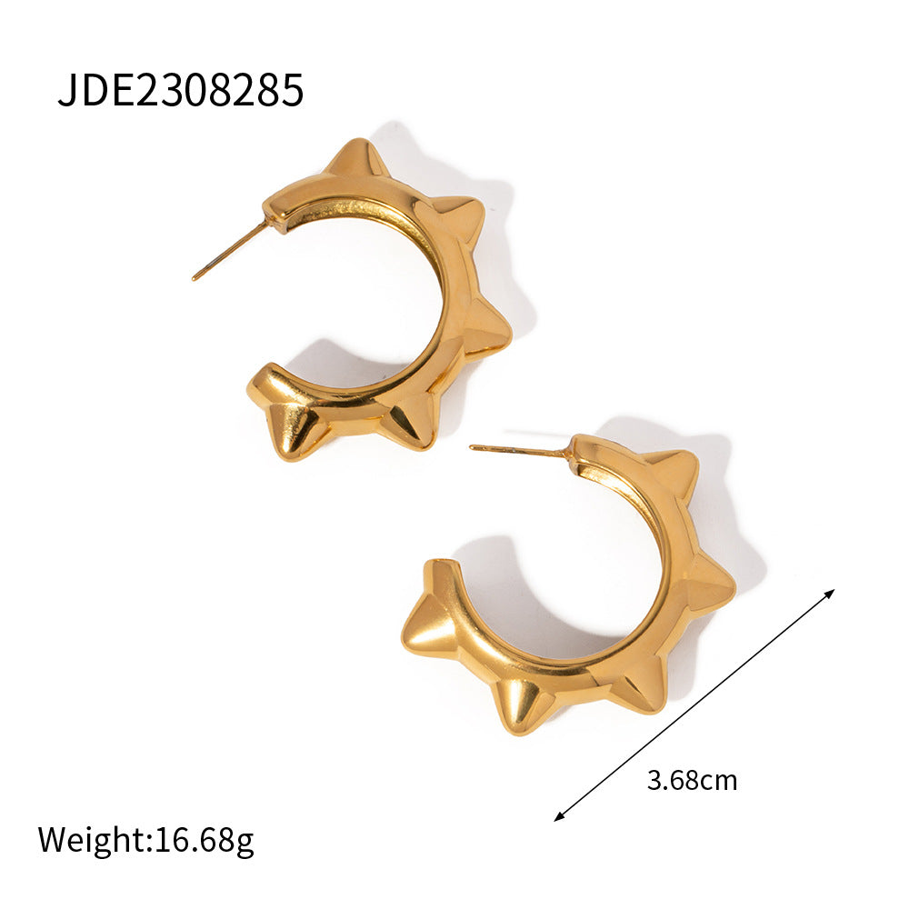 5pcs Jie Ding Designer Titanium Steel Punk Earrings Stud New Fashion Temperament Niche Design Female Earrings