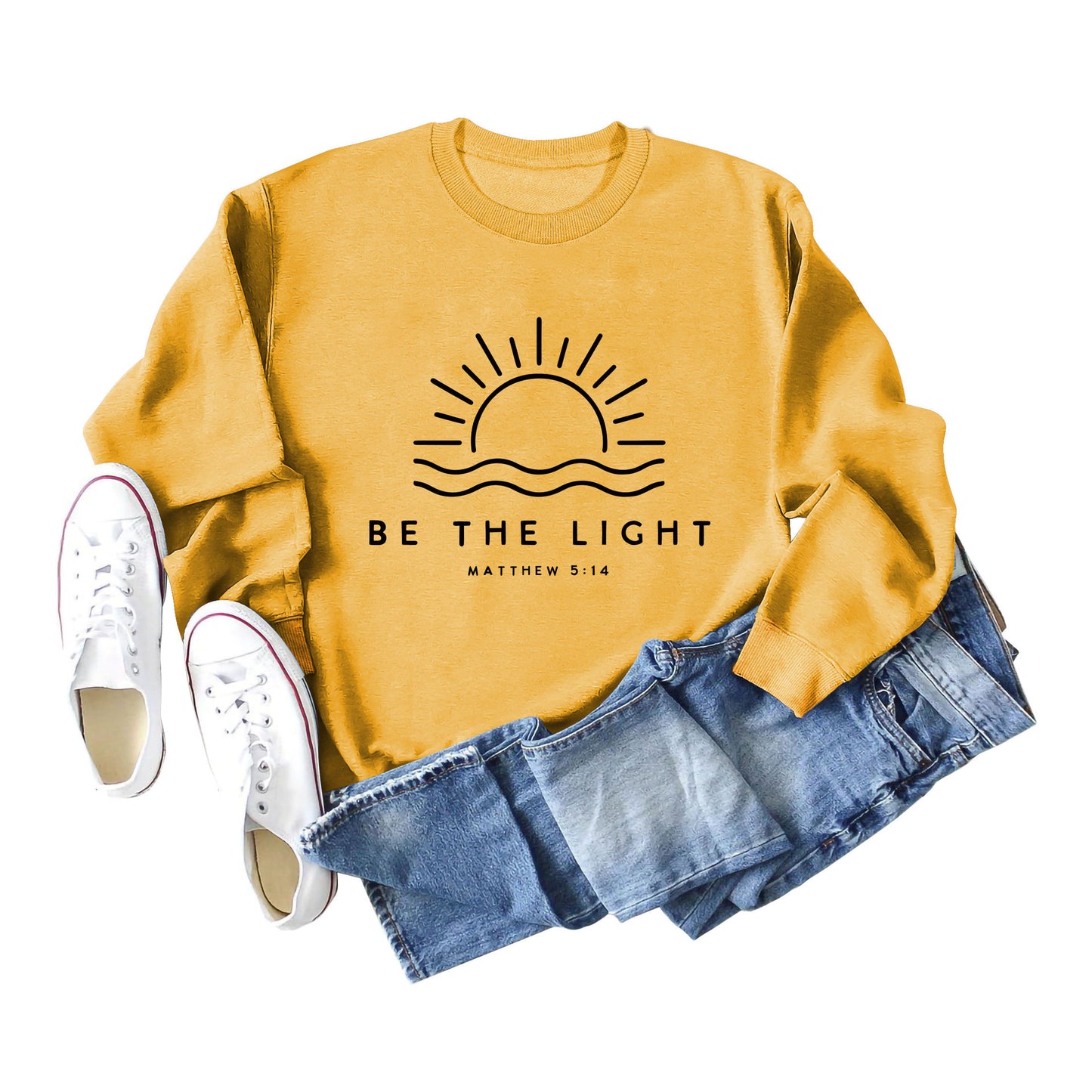 Fun Casual Be The Light Matthew Loose Long-Sleeved Hoodie For Women
