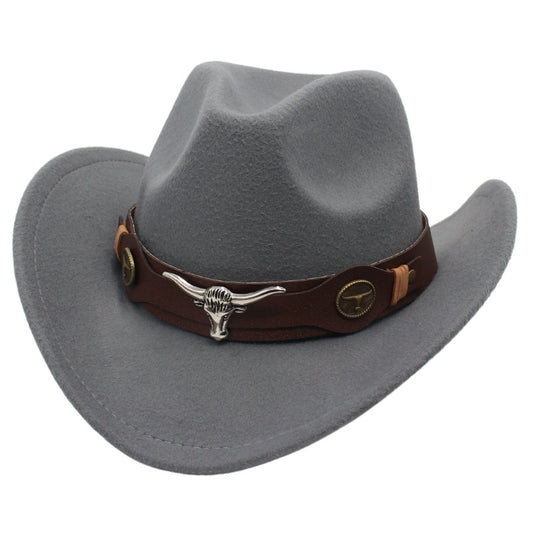 Western Cowboy Hat Ox Head Accessories Felt Hat National Wind Men'S And Women's Hats