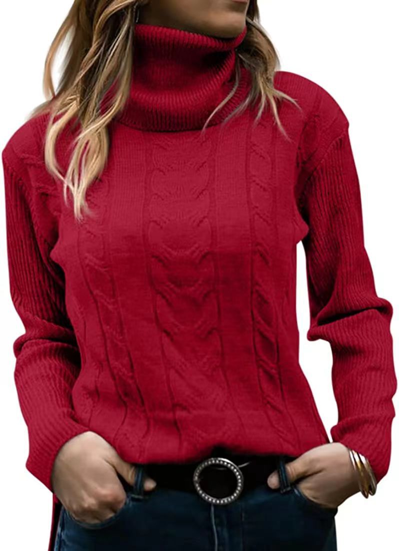 New Autumn And Winter New Solid Color Turtleneck Sweater Retro Long-Sleeved Sweater For Women
