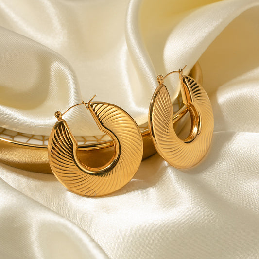5pcs 18K Gold Stainless Steel Piece Pattern Earrings Studs Superior Sense Simple Titanium Steel Earrings Earrings