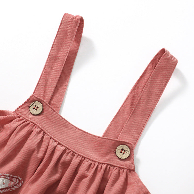 Children's Strap Skirt Autumn Children's Skirt Embroidery Children's Skirt Pure Cotton Girls' Strap Skirt