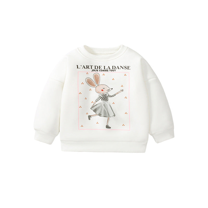 Autumn And Winter Long-Sleeved Girls' Hoodie Printed Pure Cotton Top Fleece Children's Hoodie