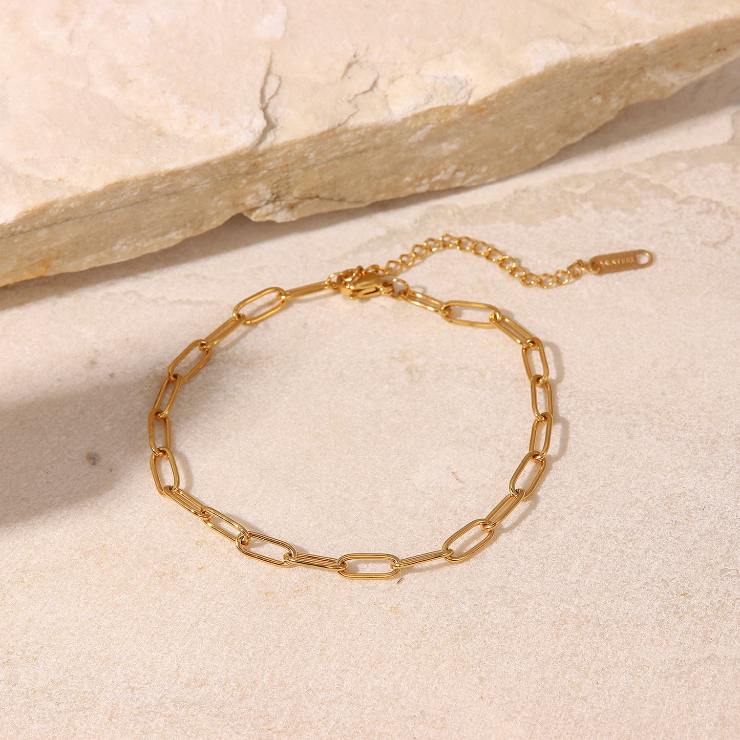 5pcs New Titanium Steel Anklet 18K Gold Paper Clip Chain Anklet Women's Fashion Clothing All Wear Anklet Ornaments
