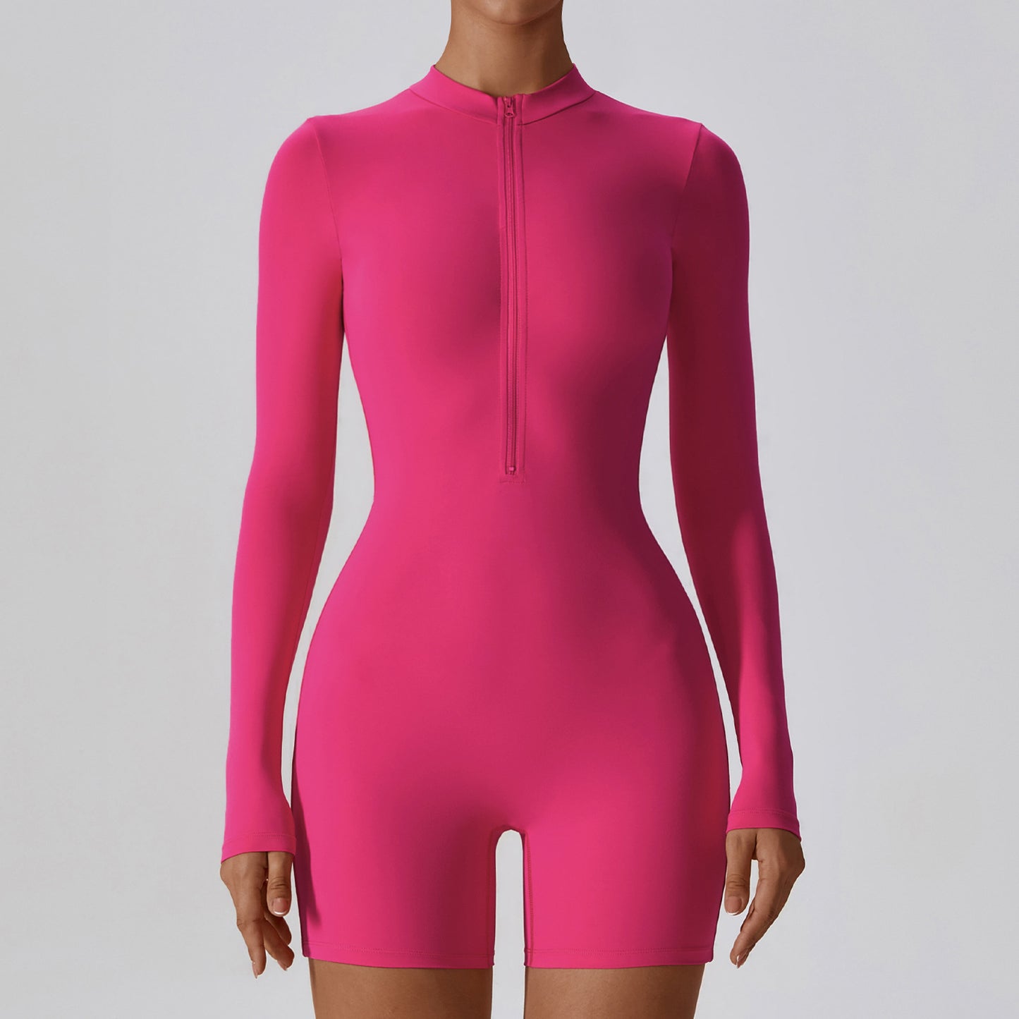 Open Collar Zipper Long Sleeve Jumpsuit Dance Fitness Sports Jumpsuit Sexy Tight Yoga Dress Female