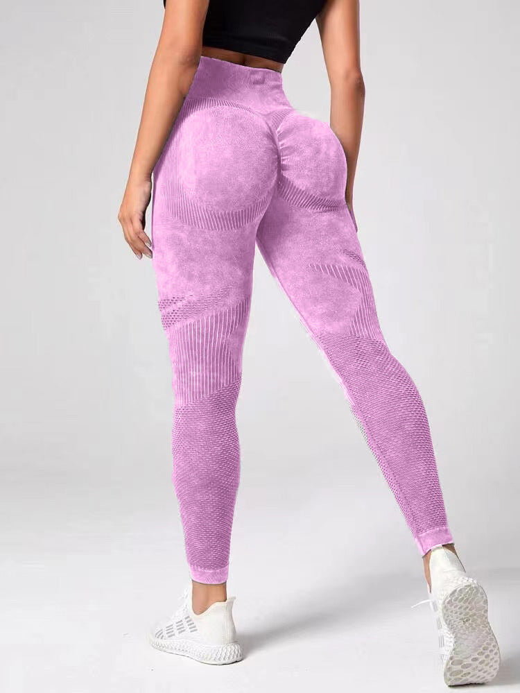 New Hollow-Out Seamless Yoga Pants High Waist Peach Hip Lift Hip Fitness Pants Women Wash Scrub Tight Sports Pants