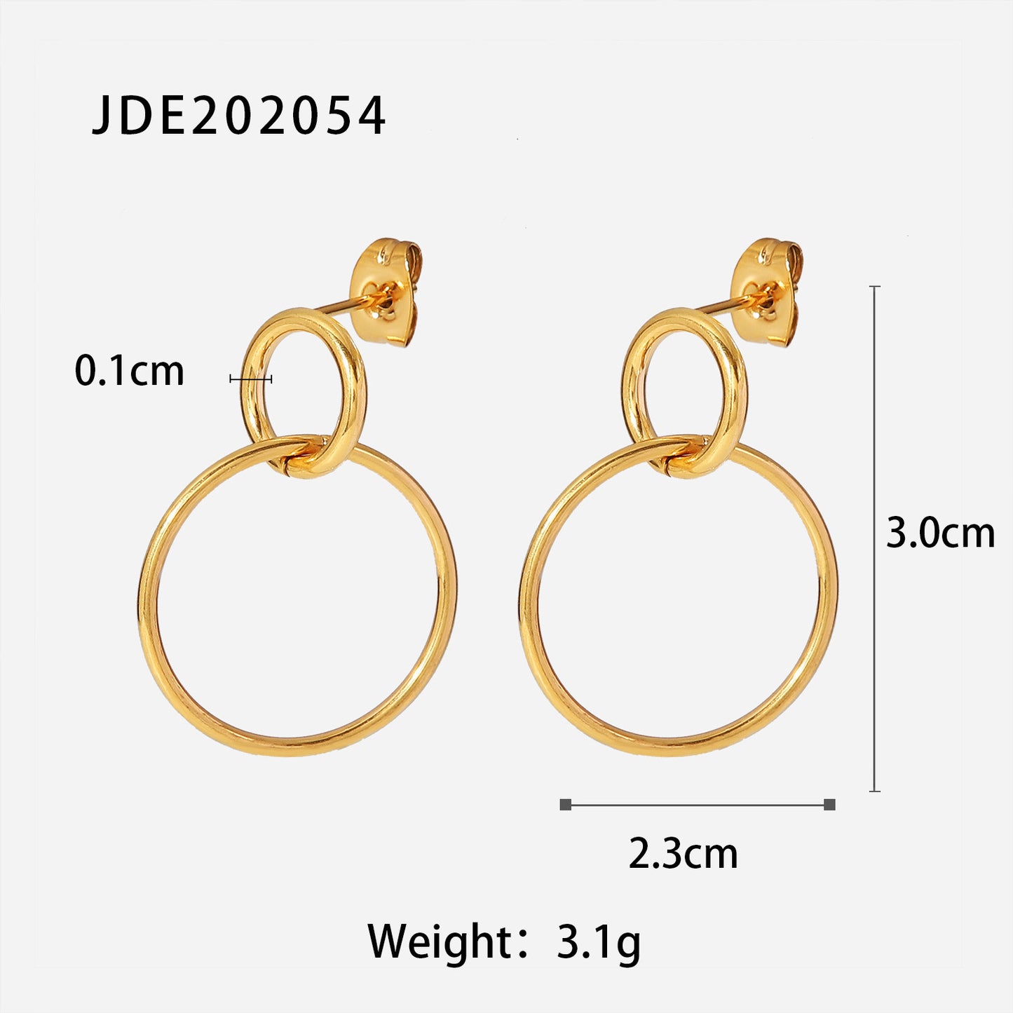 5pcs Women's Titanium Steel Earrings 18K Gold Stainless Steel Size Ring Pendant Earrings Geometric Fashion Earrings