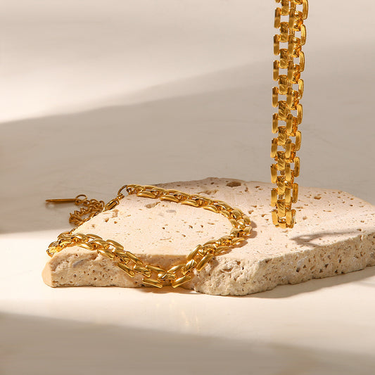 5pcs New Fashion Bracelet 18K Gold Plated Stainless Steel Jewelry Pendant Chain Bracelet Jewelry