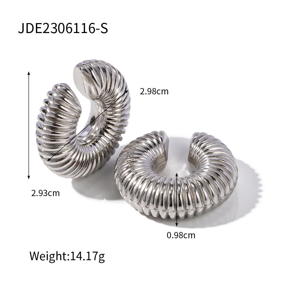 5pcs Fashion Simple With Stainless Steel Ear Clip 18K Gold Stainless Steel Large Snail Shell Ear Clip Jewelry Women