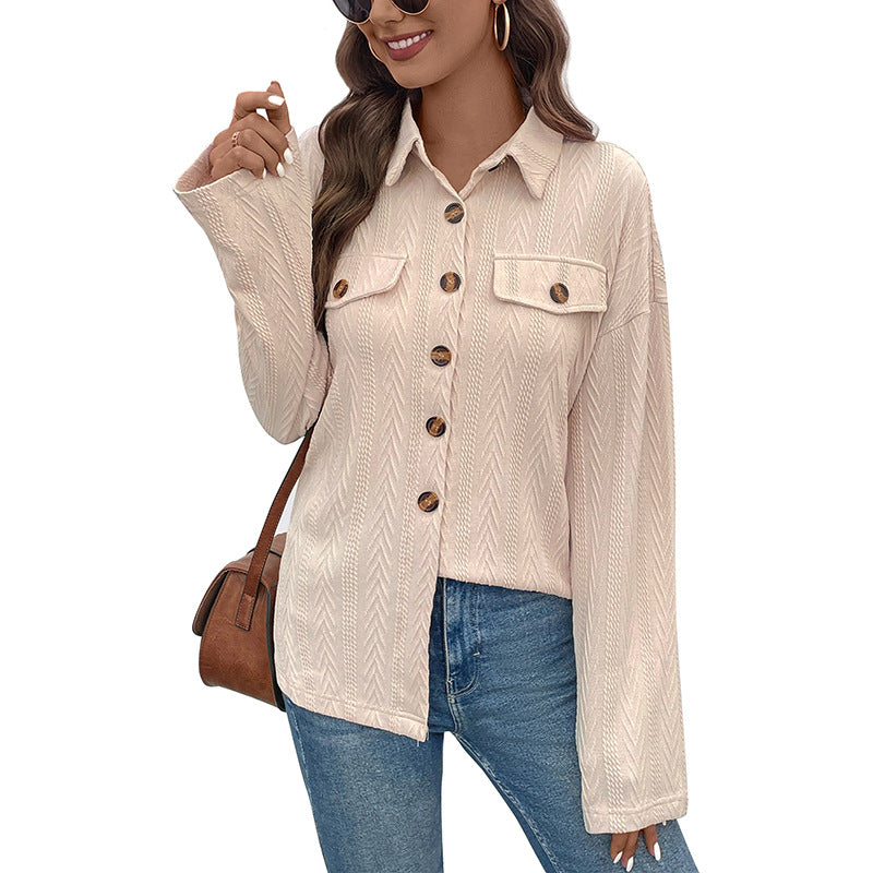 New Women's Clothing Solid Color Shirt Autumn Leisure Cardigan Coat