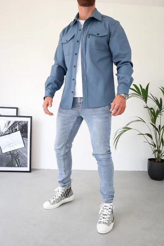 Autumn And Winter New Men's Youth Casual Men's Shirt Spot Grinding