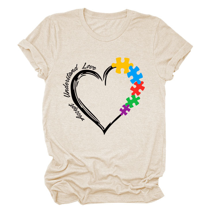 Fun Fashion Accept Understand Love Loose Casual Short Sleeves