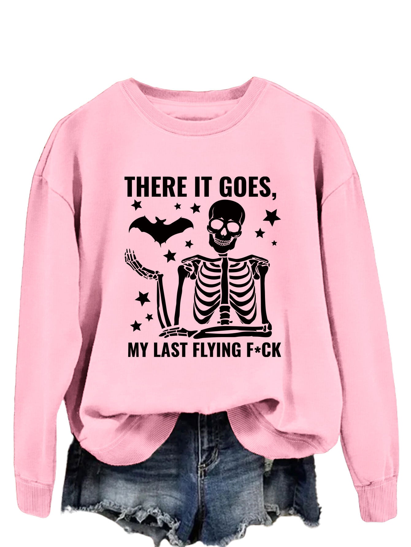 Print There It Goes Comfortable All-In-One Pullover Hoodie Autumn Fashion Long-Sleeved Shirt