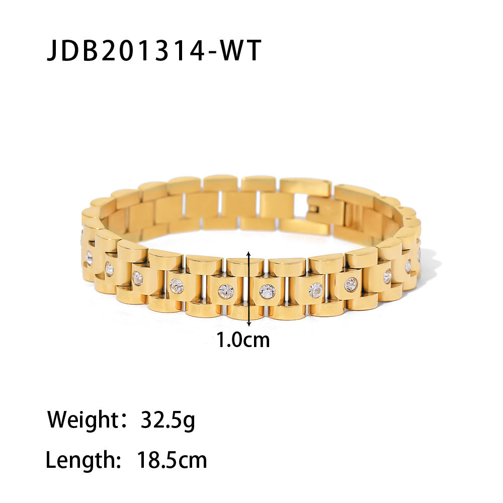 5pcs Metal Titanium Steel Bracelet Stainless Steel Pvd Plated 18K Gold Watch Bracelet Bracelet