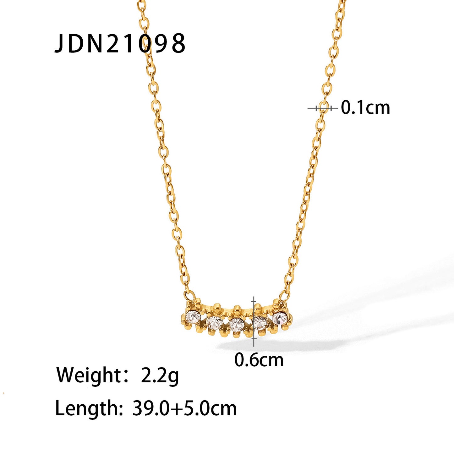 5pcs New Titanium Steel Fine Necklace Women's Fashion All-Matching Collar 18K Gold Inlaid Round Row White Zirconium Necklace
