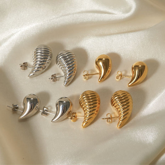 5pcs Women's 18K Gold Stainless Steel Stripe Drop Earrings Drop Earrings Titanium Steel Gold Earrings