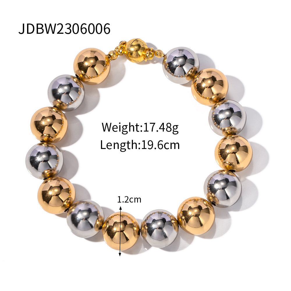 5pcs Fashion Popular 18K Gold Copper Bead Elastic 8Mm Non-Fading Necklace Jewelry