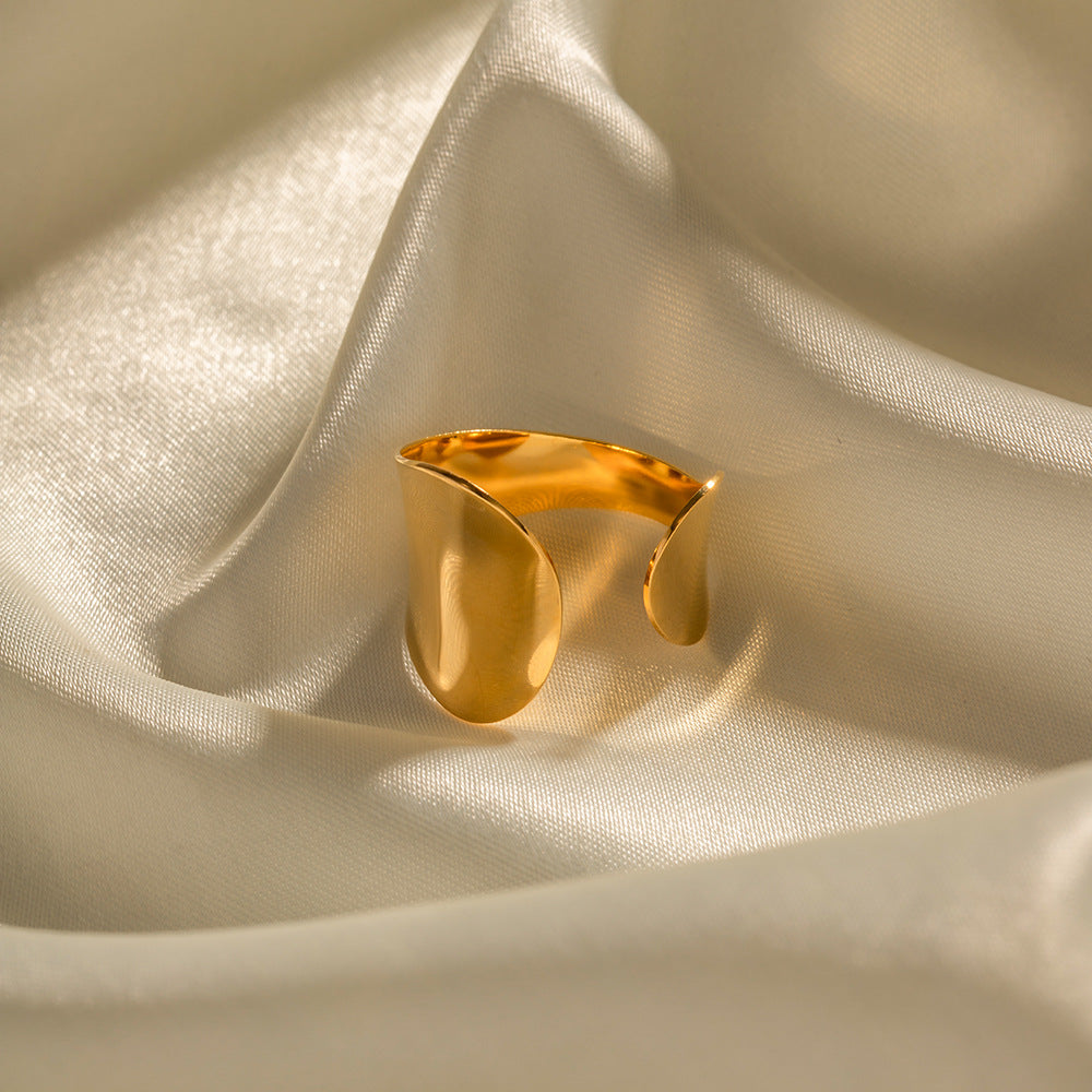 5pcs Geometric Simple 18K Gold Stainless Steel Open Ring Does Not Fade Niche Design All-Match Ring