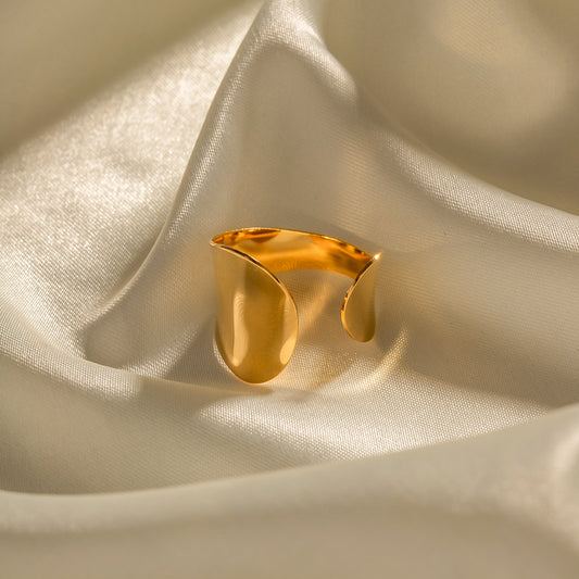 5pcs Geometric Simple 18K Gold Stainless Steel Open Ring Does Not Fade Niche Design All-Match Ring