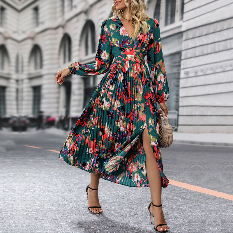 New Autumn New Women's Printed Long-Sleeved Senior Sense Dress