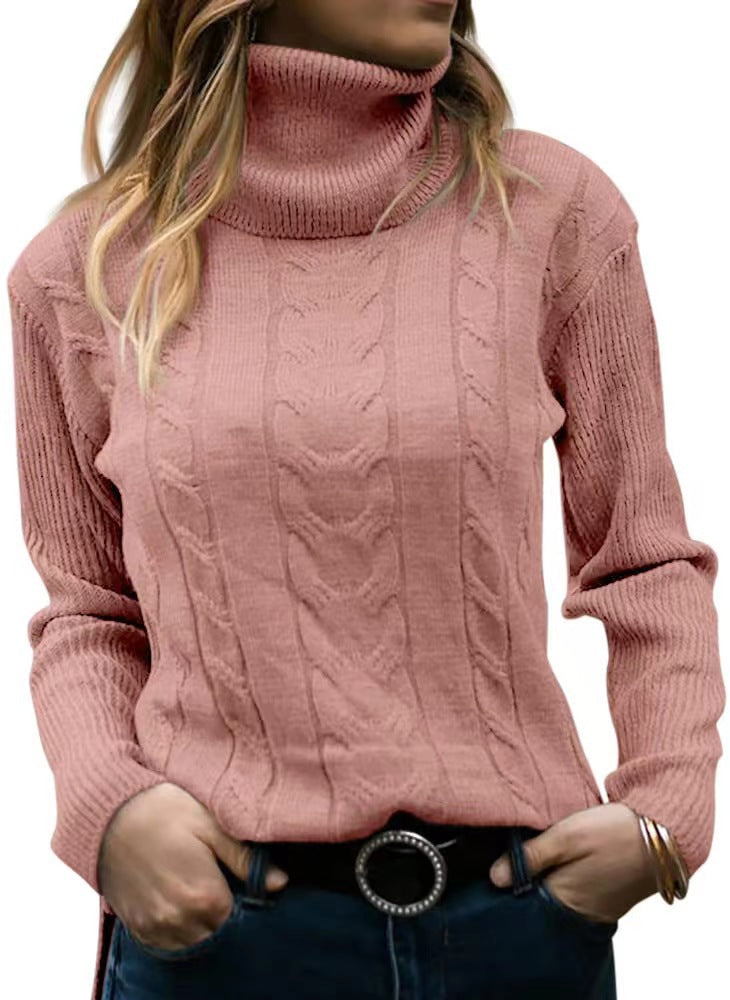 New Autumn And Winter New Solid Color Turtleneck Sweater Retro Long-Sleeved Sweater For Women
