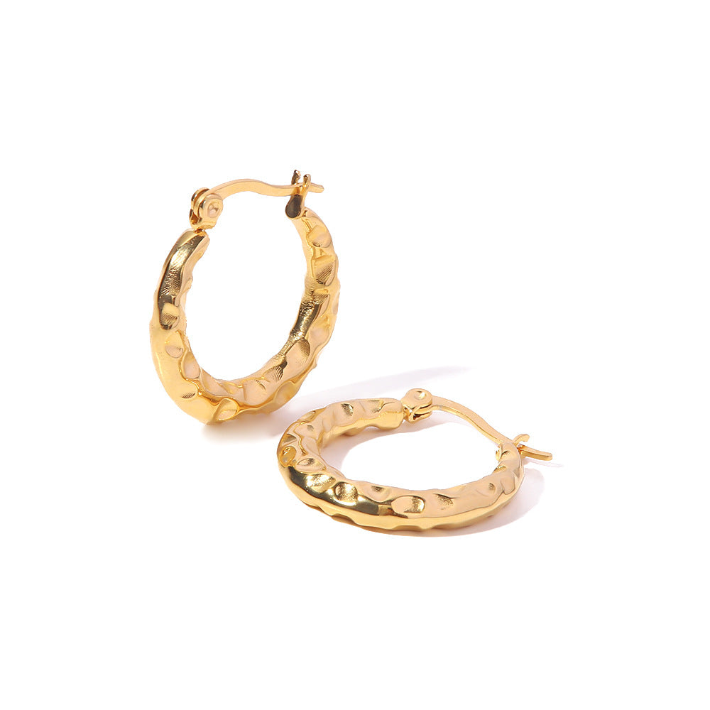 5pcs 18K Gold Stainless Steel Convex Circle Earrings Temperament Everything With A Niche Design Sense Of High-Grade Earrings Girl Earrings