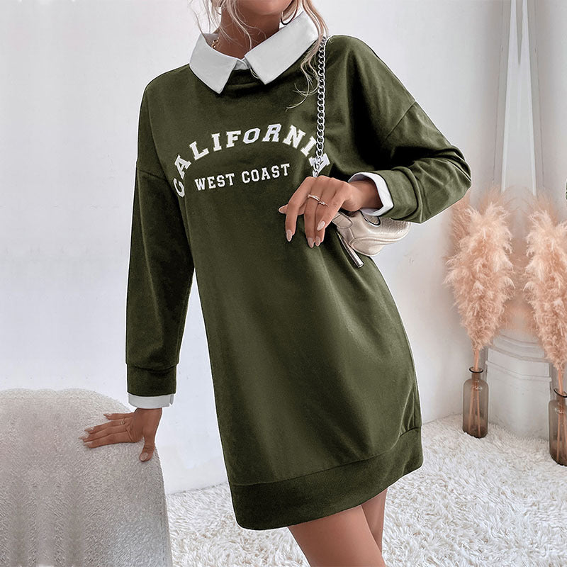 New Autumn New Women's Long Sleeve Lapel Splicing Hoodie