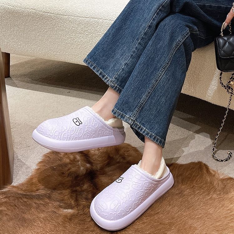 Indoor Winter Home Warm Non-Slip And Waterproof Month Thick Household Couple Cotton Drag Slippers