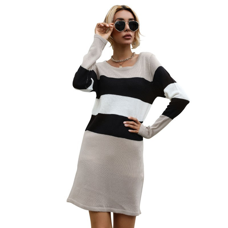 Women's Loose Casual Long-Sleeved Sweater Dress for Autumn and Winter