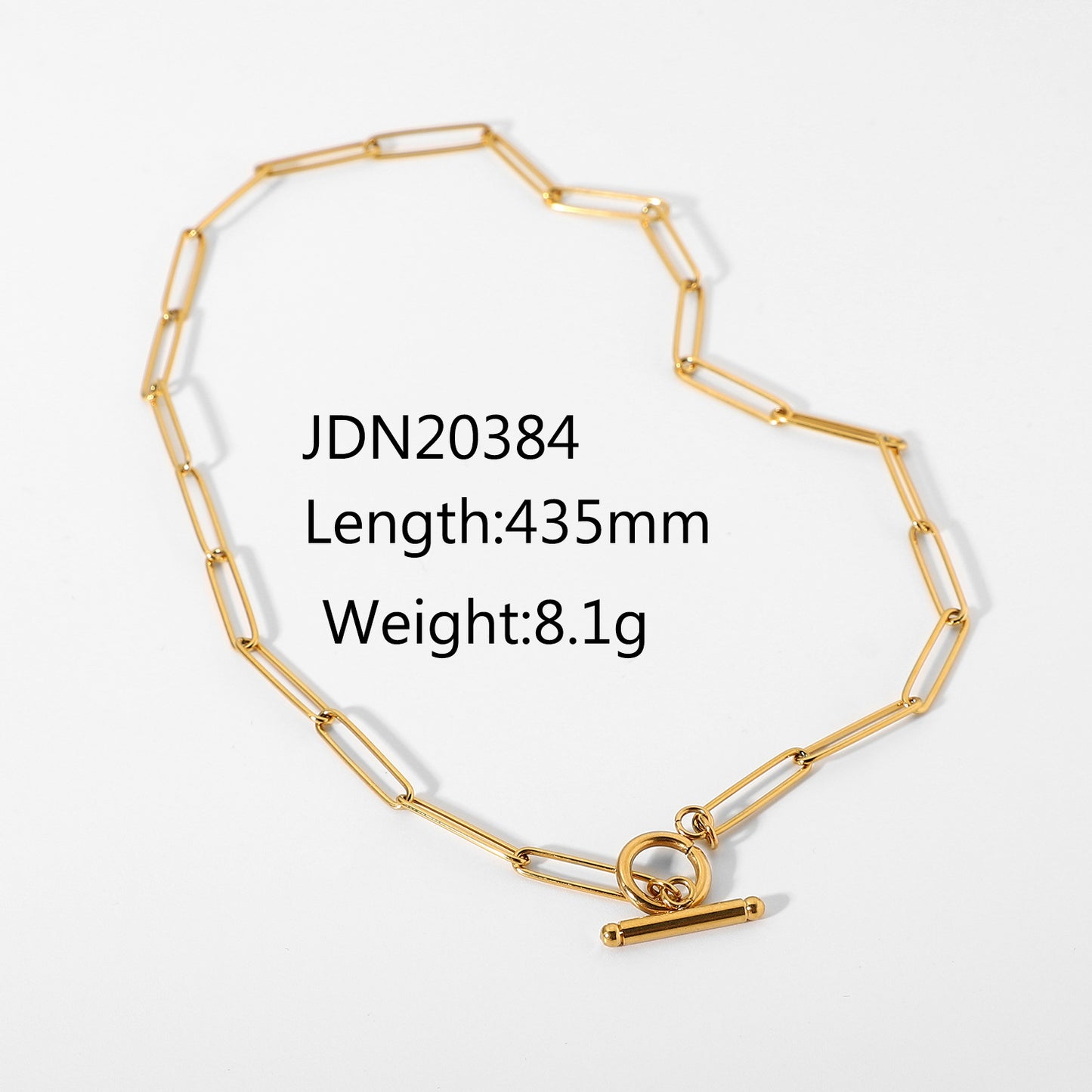 5pcs Punk 18K Gold Ot Buckle Flat Rectangular Chain Necklace Stainless Steel Necklace Women's Choker Jewelry