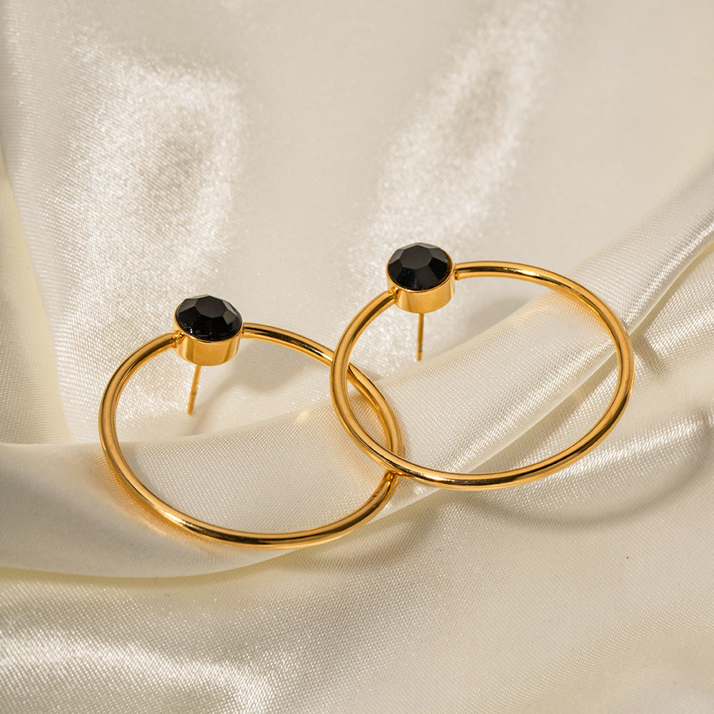 5pcs Premium Design 18K Gold Stainless Steel Cut Circle Stud Titanium Steel Earrings