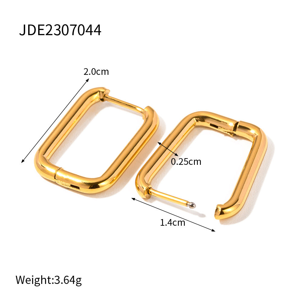 5pcs With Temperament Titanium Steel Earrings Stainless Steel Plated 18K Gold Love Stud Earrings With Earrings For Women