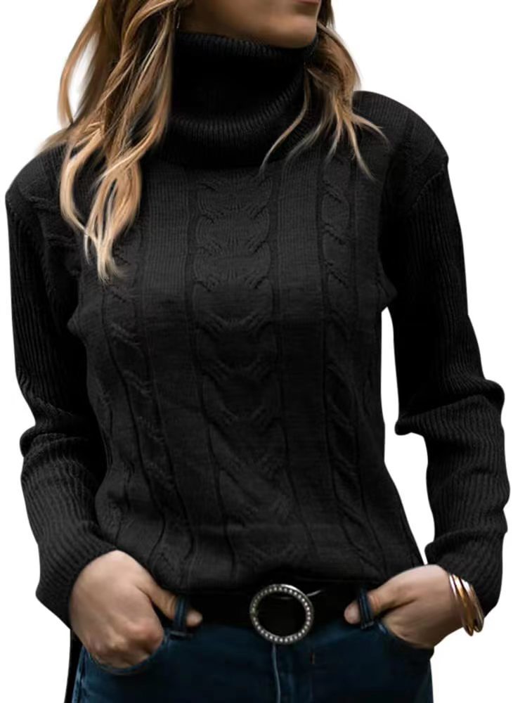 New Autumn And Winter New Solid Color Turtleneck Sweater Retro Long-Sleeved Sweater For Women