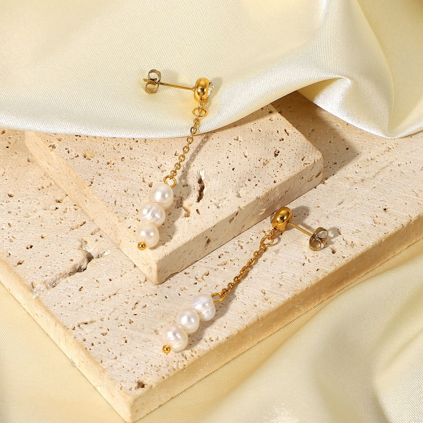 5pcs Stainless Steel 14K Gold Plated Earrings Pendant Jewelry Anti Long Chain Earrings For Women