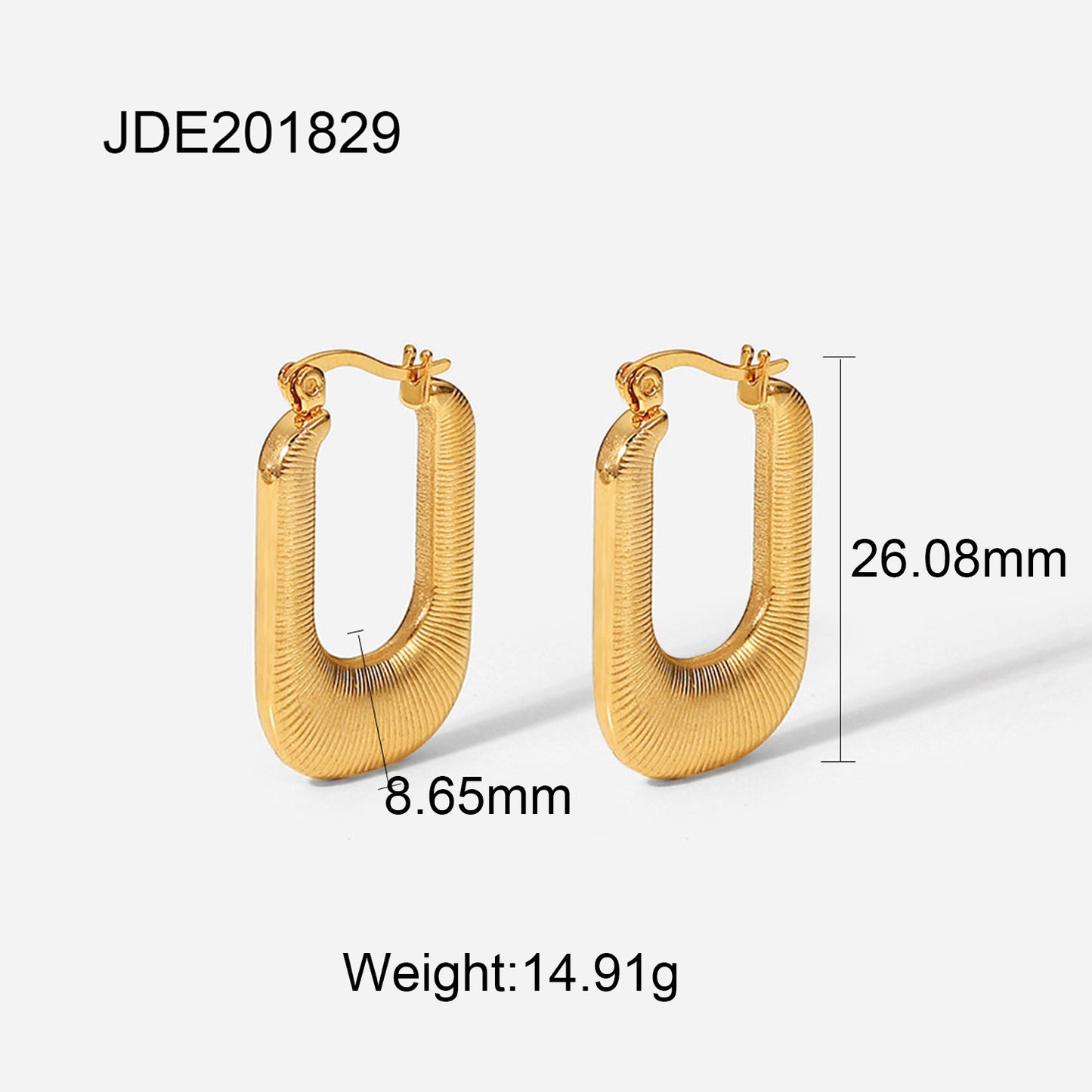 5pcs Titanium Steel Earrings Stud 18K Gold Titanium Steel Thread U-Shaped Earrings Jewelry Women's Style