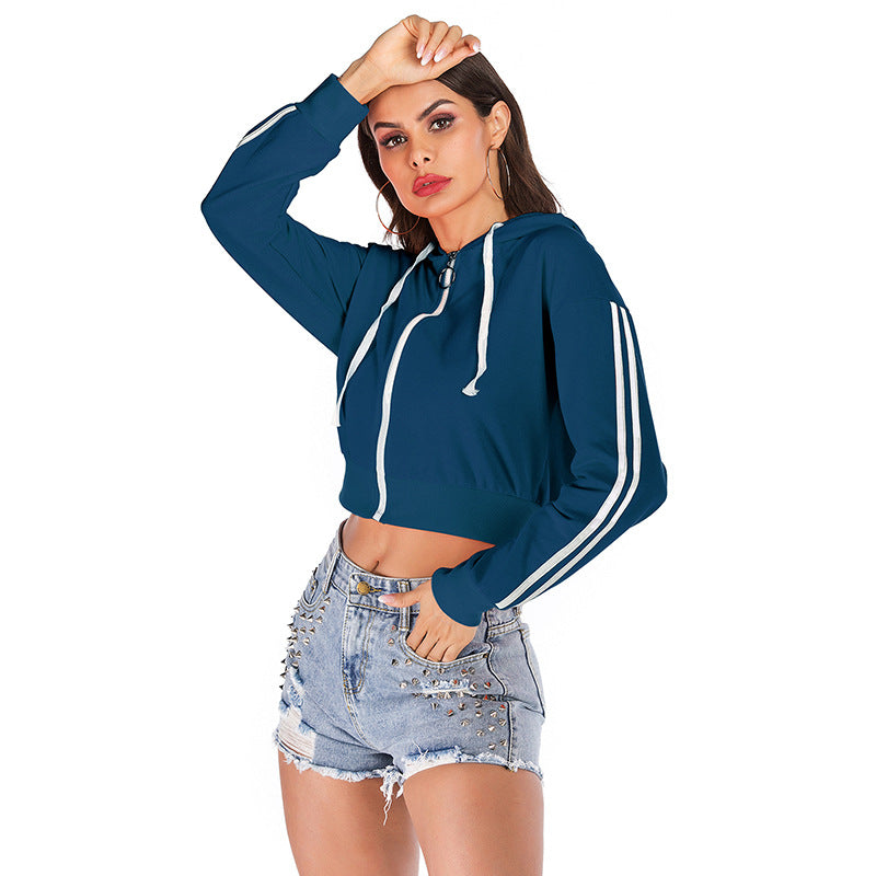 Early Autumn Top Long-Sleeved Hoodie Short Zipper Coat Fashion Casual Cardigan