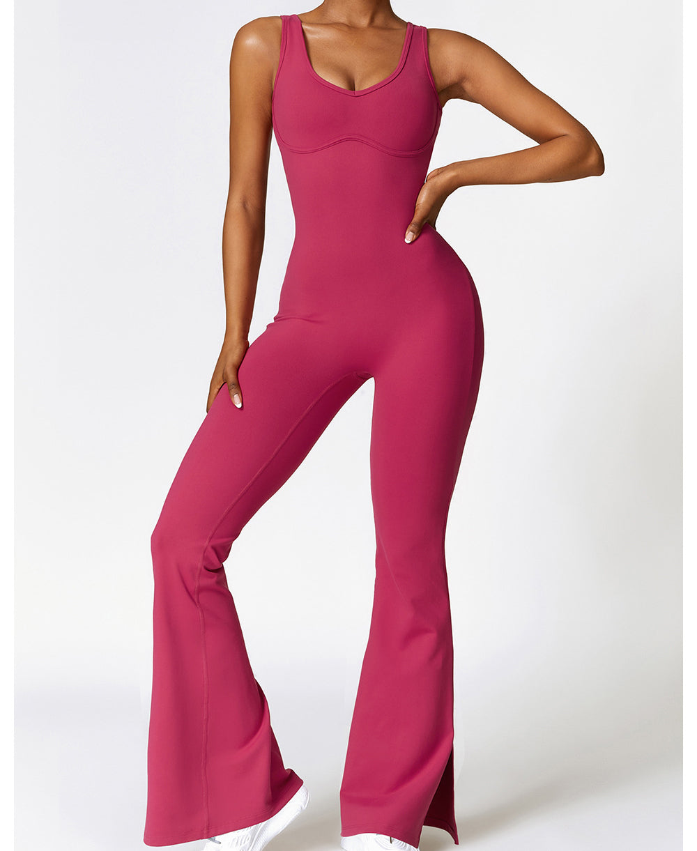 Naked Feeling Tight Yoga Jumpsuit Female Leisure Trumpet Dance Fitness Jumpsuit