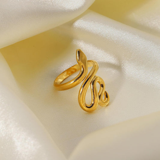 5pcs Ring 18K Stainless Steel Women's Ring Fashion Serpentine Open Ring Fashion Ring Jewelry
